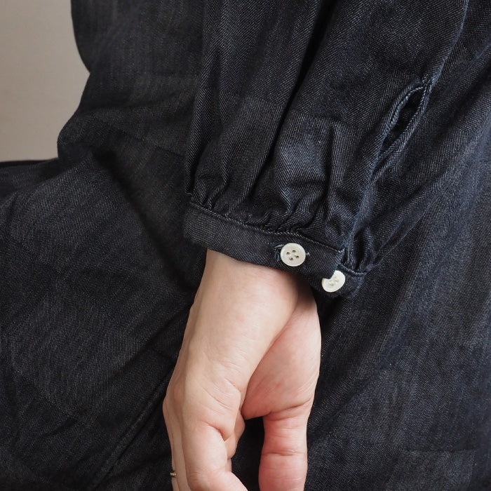 BLUE LOOM Makignon Dress Block Denim Block WH Ladies Free Size [BL-MQOP-0406-blwh] 