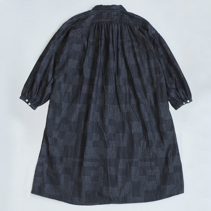 BLUE LOOM Makignon Dress Block Denim Block WH Ladies Free Size [BL-MQOP-0406-blwh] 