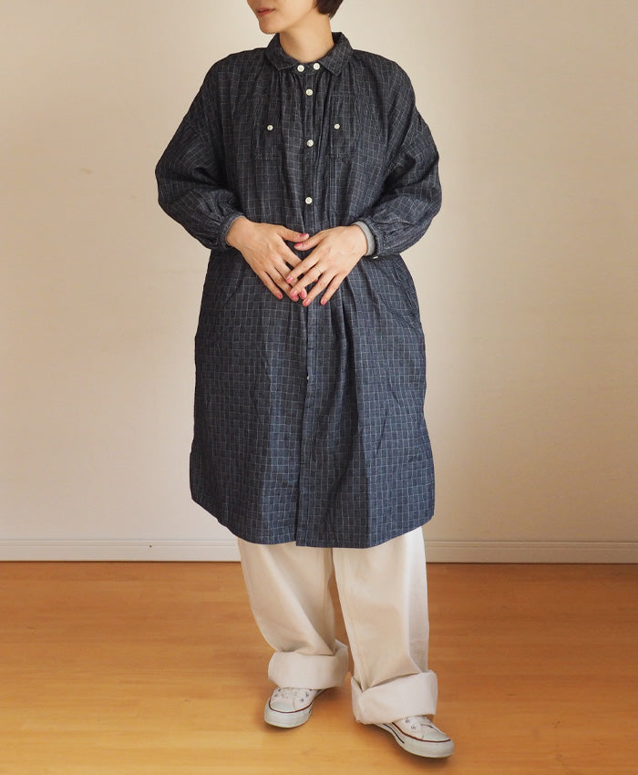 BLUE LOOM Makignon Dress Herringbone Block Check Ladies Free Size [BL-MQOP-0406-HB]