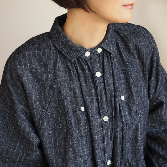 BLUE LOOM Makignon Dress Herringbone Block Check Ladies Free Size [BL-MQOP-0406-HB]