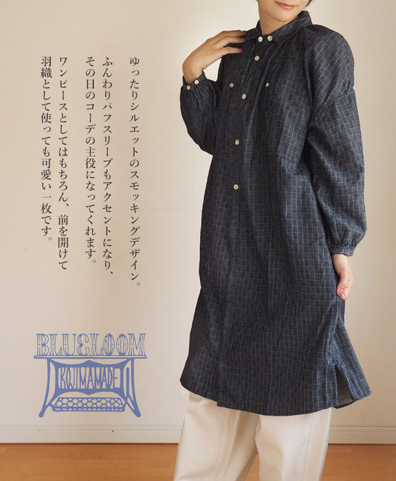 BLUE LOOM Makignon Dress Herringbone Block Check Ladies Free Size [BL-MQOP-0406-HB]