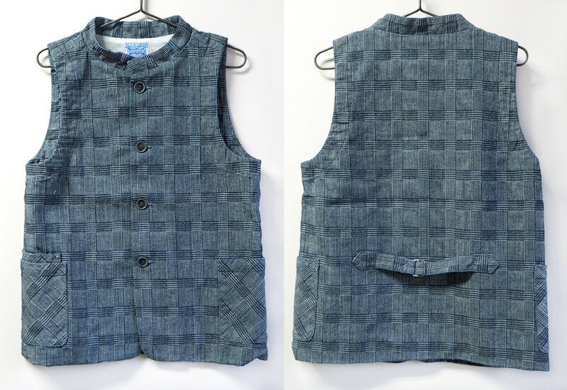 BLUE LOOM Stand Collar Vest Glen Check Ladies [BL-STVT-2909] 
