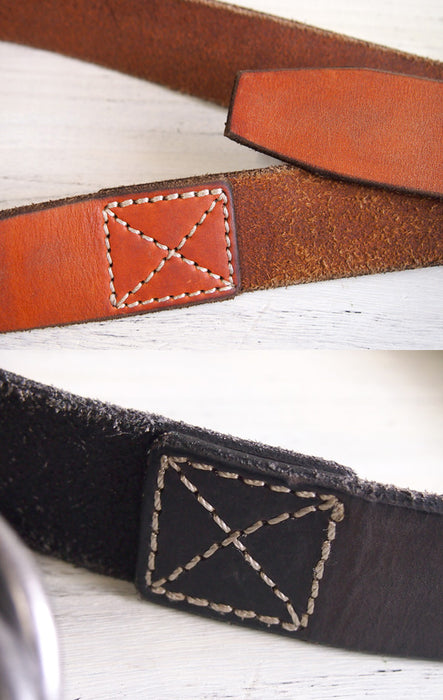 Dady Men's Vintage Oil Leather Double Ring Belt [DD1202] 