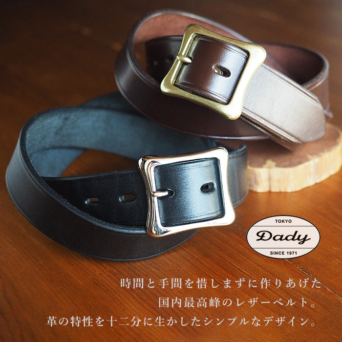 [2 colors] Dady Tochigi Leather Twice Tannin Leather Belt Men's 35mm Width [DD1207] 