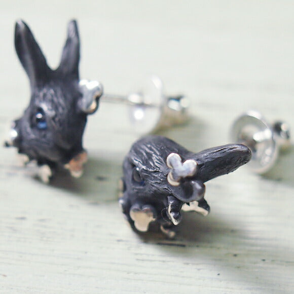 DECOvienya 手工配飾兔子和三葉草耳環黑色 2 件套 [DE-023B] 