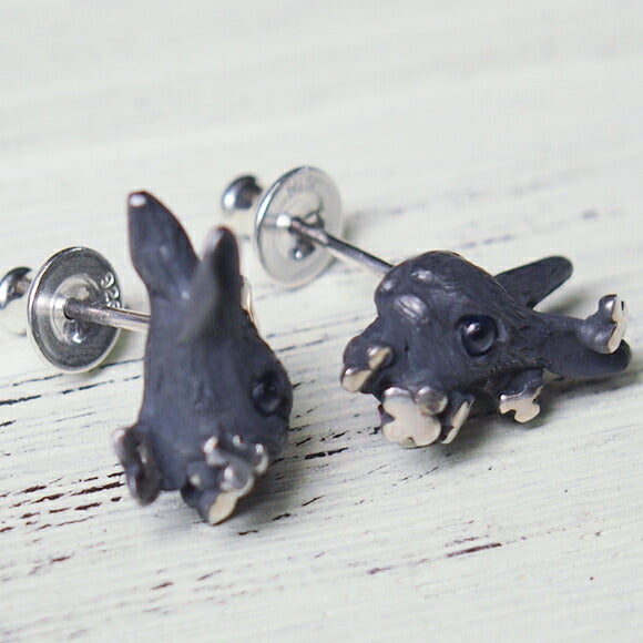 DECOvienya handmade accessories rabbit and clover earrings black set of 2 [DE-023B] 