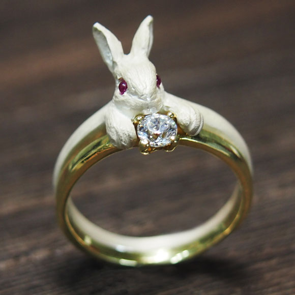 DECOvienya handmade accessories rabbit treasure ring white [DE-067W] 