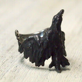 DECOvienya handmade accessories Wounded crow ring Black [DE-071B] 