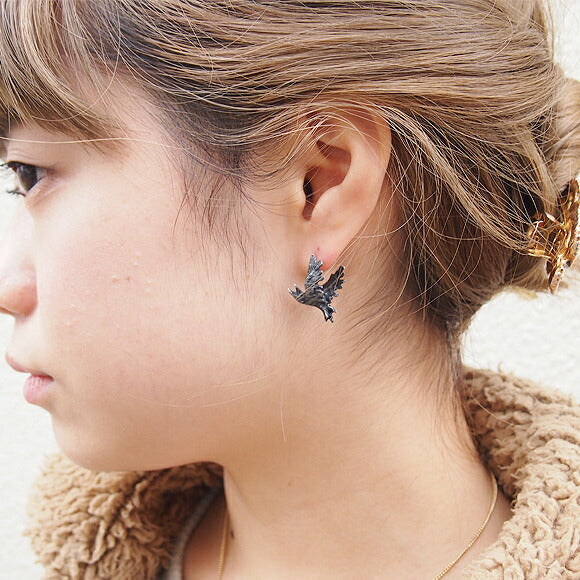 DECOvienya handmade accessories crow earrings black one ear [DE-079B] 