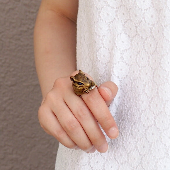 DECOvienya Handmade accessories Large chipmunk ring Gold [DE-084G] 