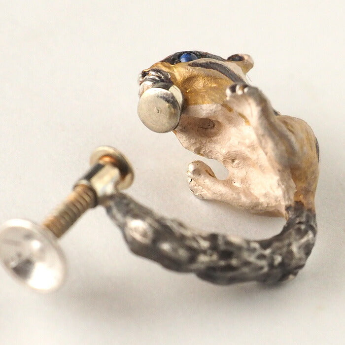 DECOvienya handmade accessories chipmunk earrings silver one ear [DE-088-E] 