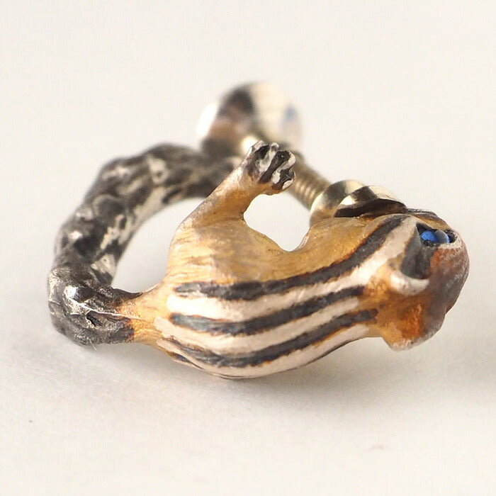 DECOvienya handmade accessories chipmunk earrings silver one ear [DE-088-E] 