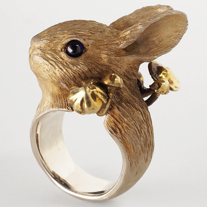 DECOvienya Handmade Accessory Rabbit Mushroom Ring Silver 925 Ladies [DE-090] 