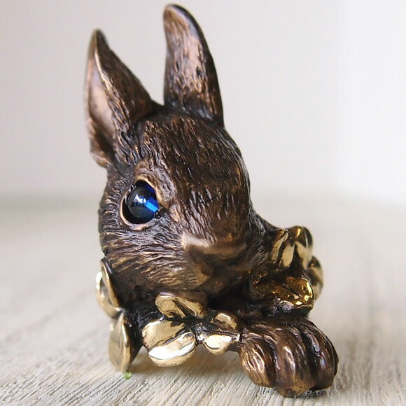 DECOvienya handmade accessories Big rabbit and clover ring Gold [DE-093G] 