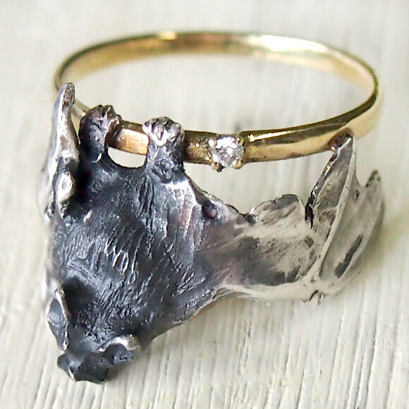 DECOvienya Handmade accessories bat diamond ring silver [DE-094] 