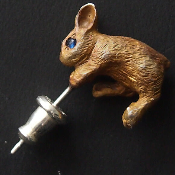 DECOvienya（デコヴィーニャ） 手作りアクセサリー ウサギのピアス 茶色 片耳 [DE-100C]