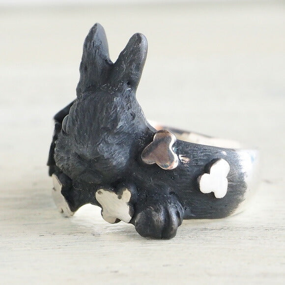 DECOvienya handmade accessories baby rabbit and clover ring black [DE-113B] 