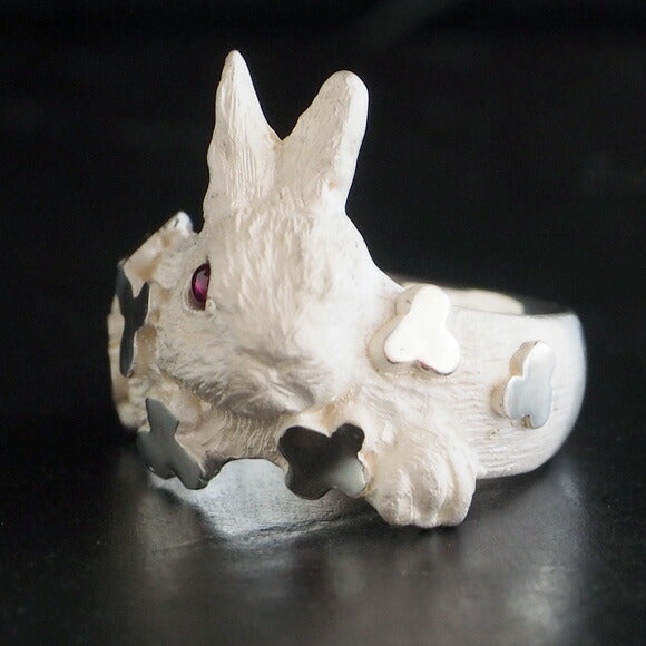 DECOvienya handmade accessories baby rabbit and clover ring white [DE-113W] 