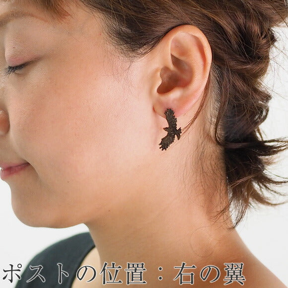 DECOvienya Handmade Accessories Flying Crow Earrings Gold One Ear [DE-117G] 