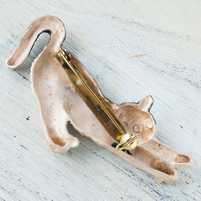 DECOvienya Handmade accessories stretch cat brooch silver [DE-126] 