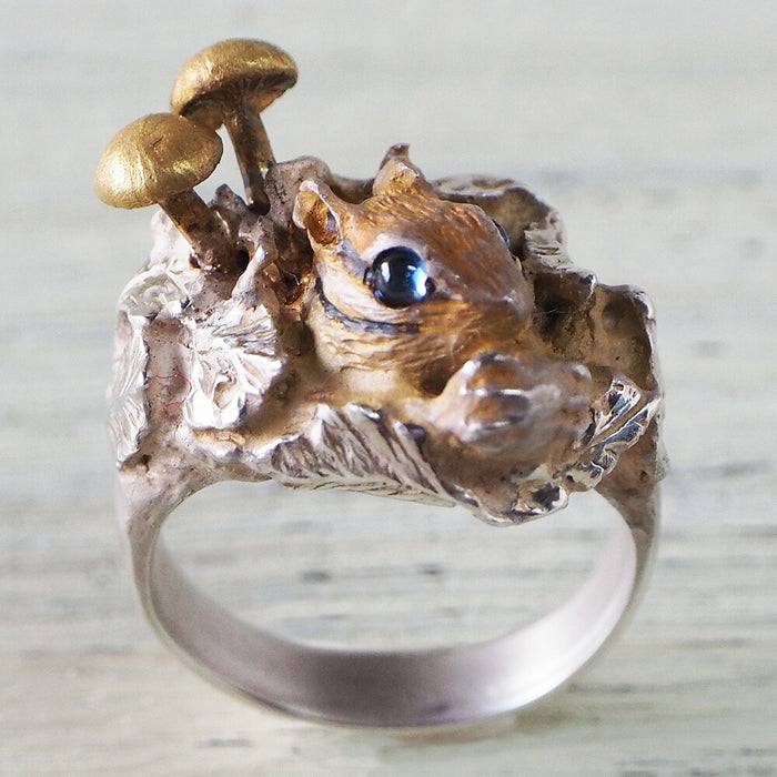 DECOvienya handmade accessories chipmunk ring Silver [DE-130] 