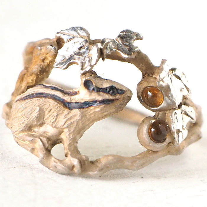 DECOvienya Handmade accessories Tree nuts and chipmunk ring [DE-134] 