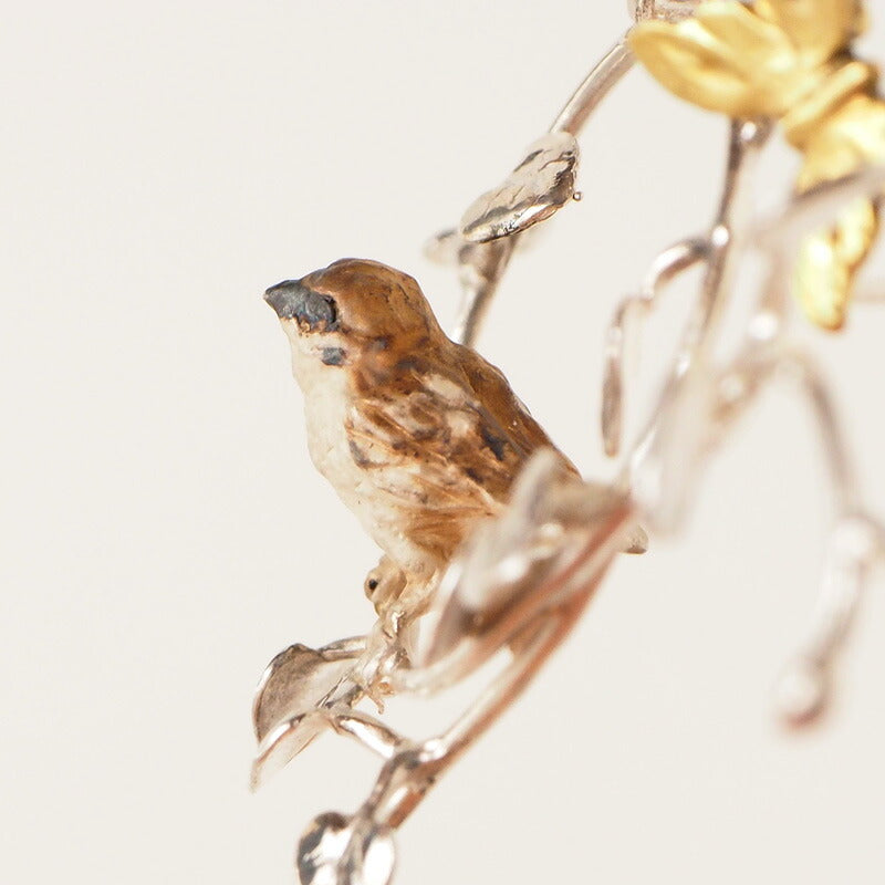 DECOvienya handmade accessories sparrow and vine earrings silver &amp; brass one ear [DE-136] 