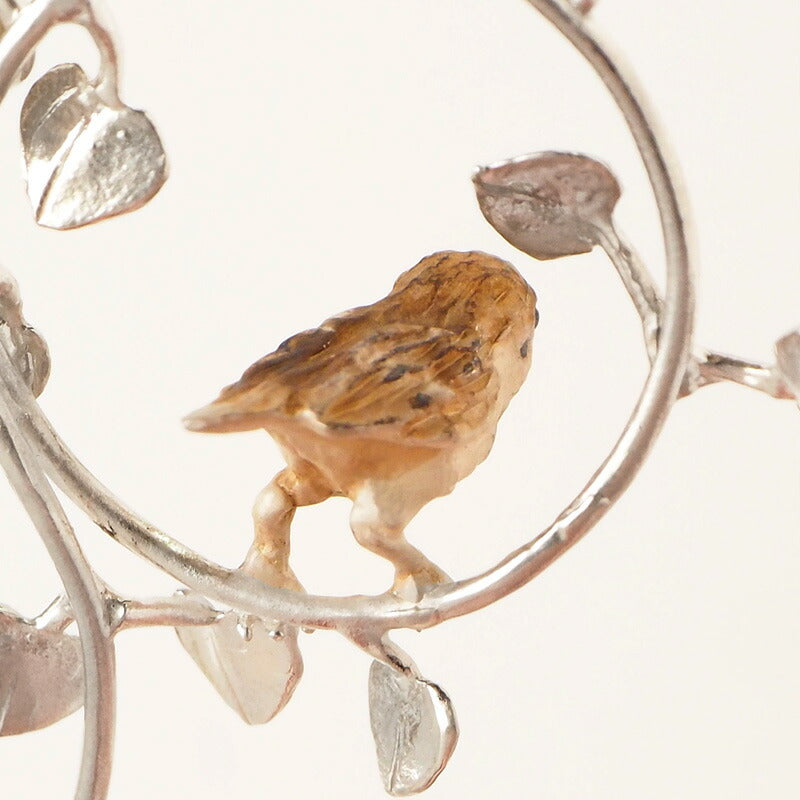 DECOvienya handmade accessories sparrow and vine earrings silver &amp; brass one ear [DE-136] 