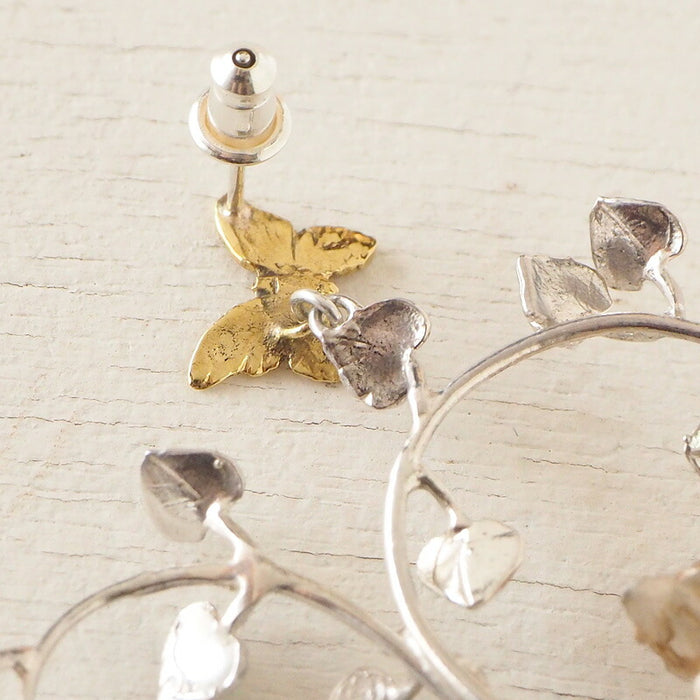 DECOvienya 手工配飾麻雀和藤耳環銀和黃銅一隻耳朵 [DE-136] 
