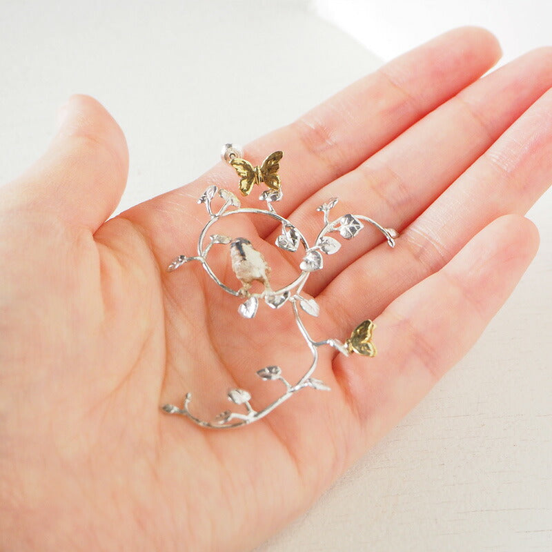DECOvienya handmade accessories sparrow and vine earrings silver &amp; brass one ear [DE-136] 