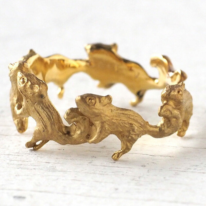DECOvienya handmade accessories chipmunk friend ring brass [DE-149G] 