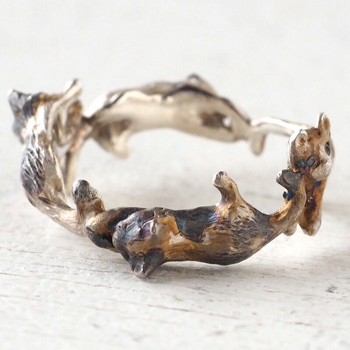 DECOvienya handmade accessories cat friend ring silver [DE-150S] 