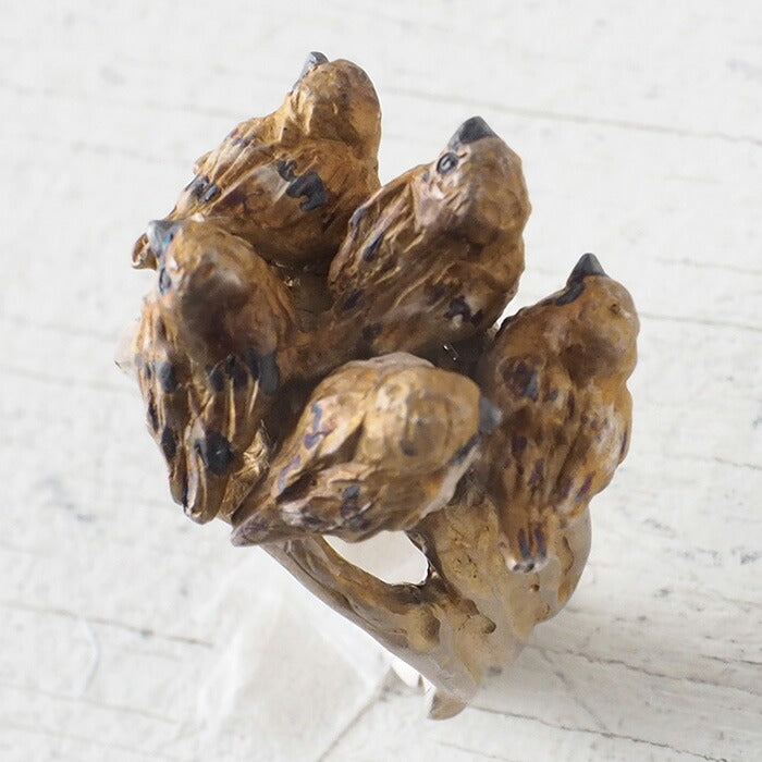 DECOvienya Handmade accessories Oshikura sparrow ring Silver [DE-152] 