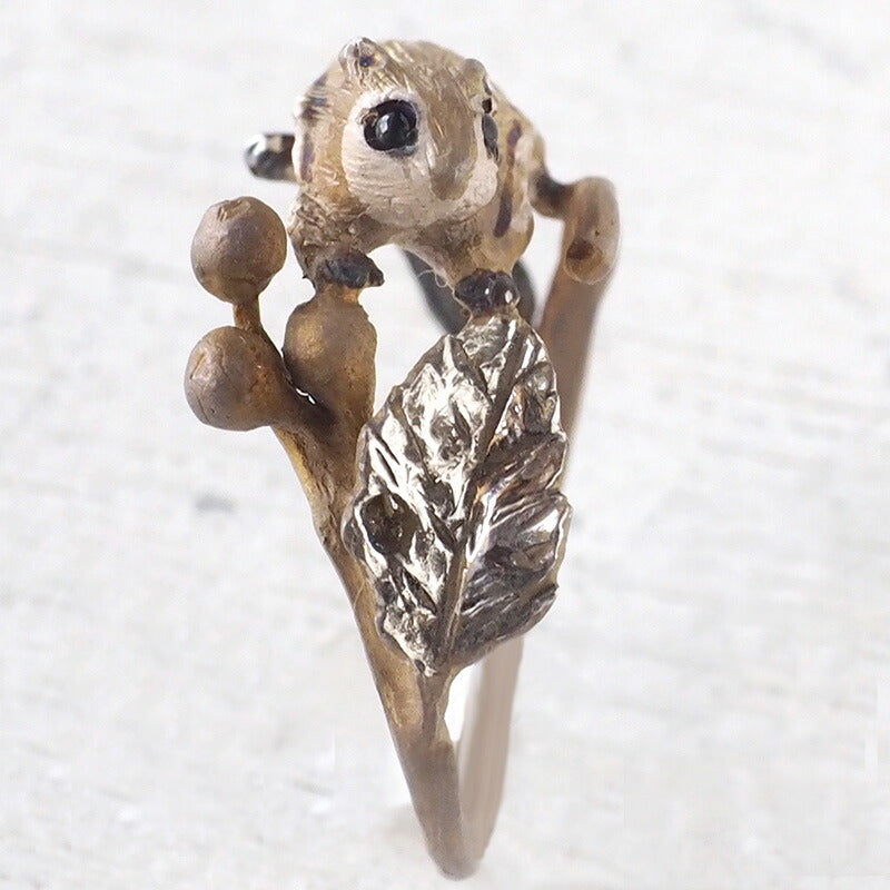 DECOvienya（デコヴィーニャ） 手作りアクセサリー モモンガ木の実リング シルバー [DE-153]
