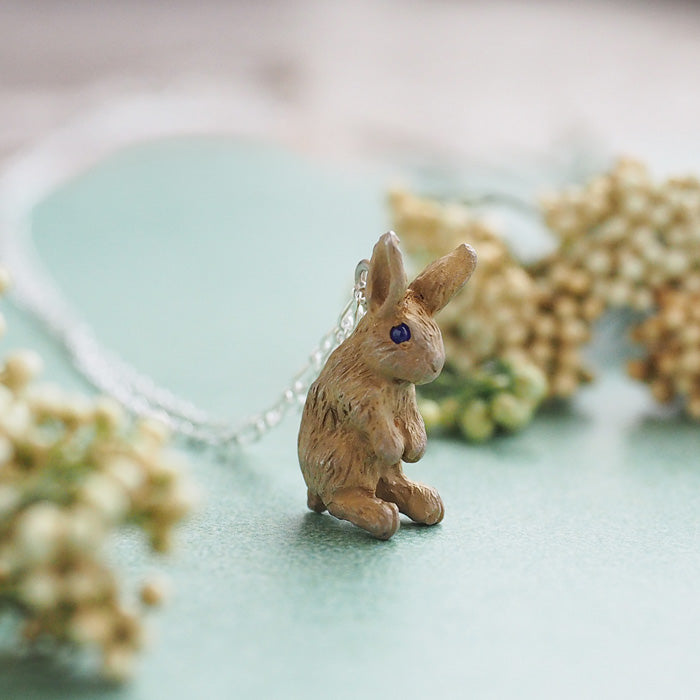 DECOvienya Handmade Accessories Sitting Rabbit Pendant 銀 925 棕色女士 [DE-155C] 