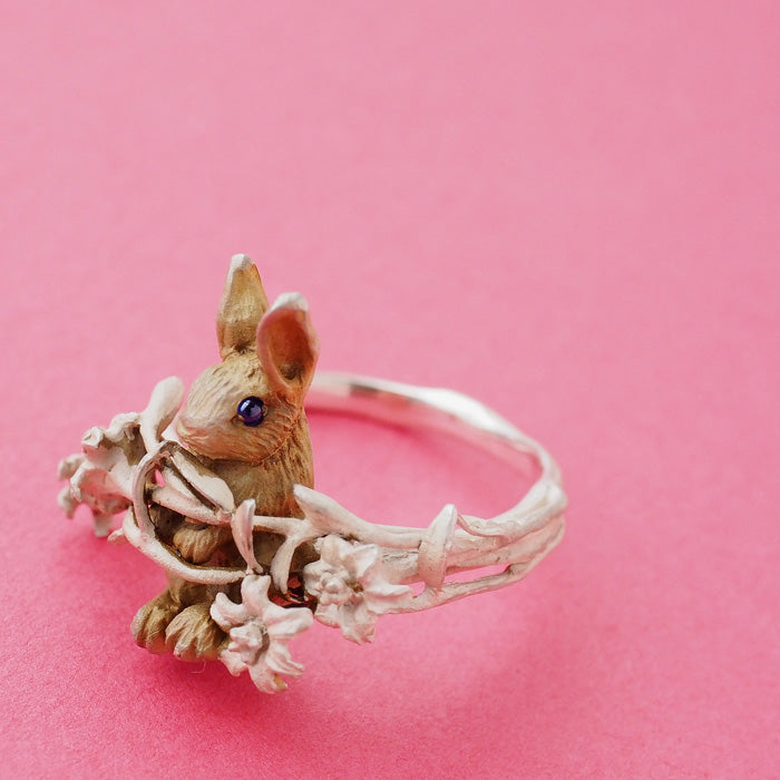 DECOvienya handmade accessories rabbit and lily ring silver 925 ladies [DE-161] 