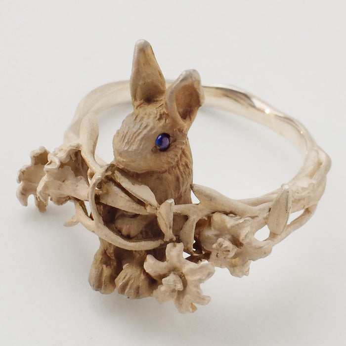 DECOvienya handmade accessories rabbit and lily ring silver 925 ladies [DE-161] 