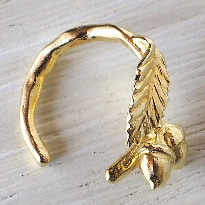 DECOvienya Handcrafted Accessories Acorn Ear Cuff Brass Single Ear Ladies [DE-162G] 