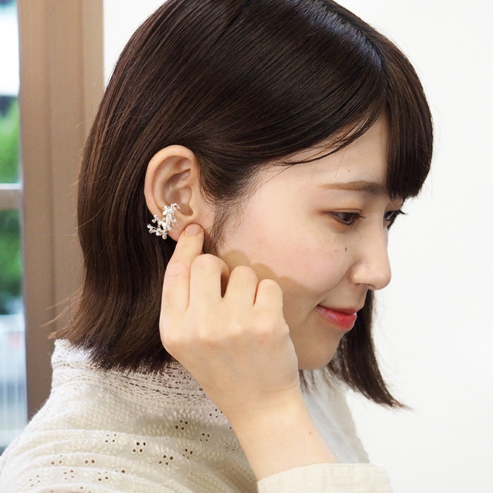 DECOvienya Handmade Accessories Clover Ear Cuff Silver 925 One Ear Ladies [DE-166S] 