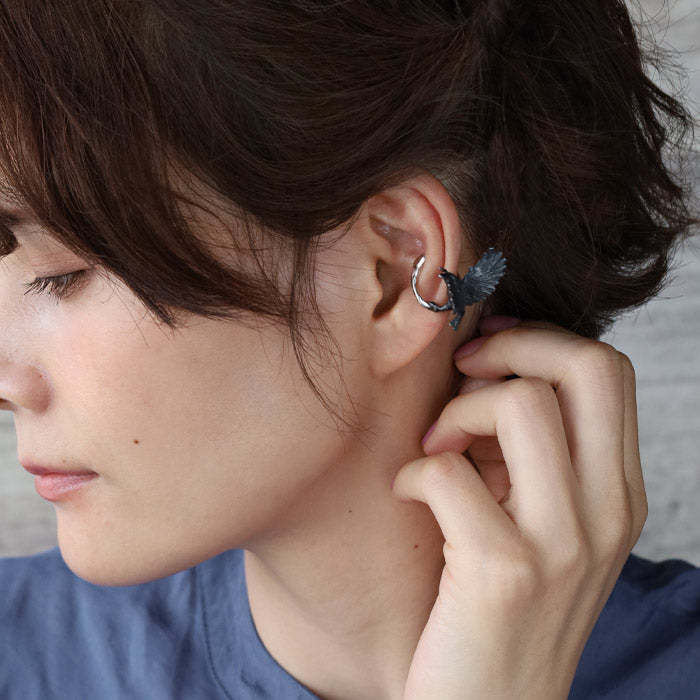 DECOvienya handmade accessories crow ear cuff silver 925 one ear mens ladies [DE-190] 