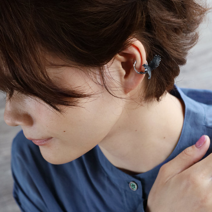 DECOvienya handmade accessories crow ear cuff silver 925 one ear mens ladies [DE-190] 