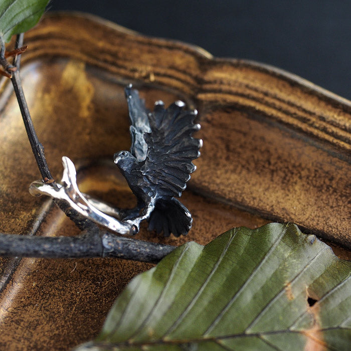 DECOvienya handmade accessories crow ear cuff silver 925 one ear mens ladies [DE-190] 