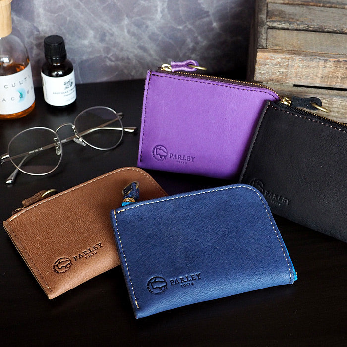 [Choose from 7 colors] Leather workshop PARLEY “ELK” Finland Elk L-shaped zipper compact wallet [FE-07] 