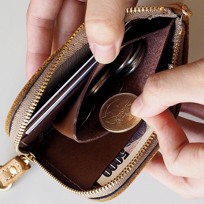 [Choose from 7 colors] Leather workshop PARLEY “ELK” Finland Elk L-shaped zipper compact wallet [FE-07] 