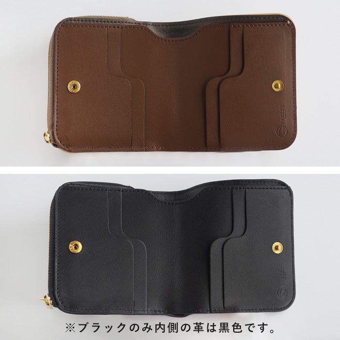 [Choose from 7 colors] Leather workshop PARLEY “ELK” Finnish elk bi-fold wallet compact wallet [FE-72] small wallet mini wallet compact wallet 