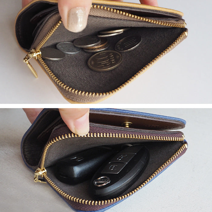 [Choose from 7 colors] Leather workshop PARLEY “ELK” Finnish elk bi-fold wallet compact wallet [FE-72] small wallet mini wallet compact wallet 