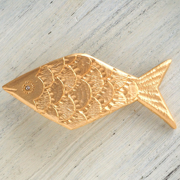 [2 colors] February (with lid) Fish barrette 18 gold or rhodium plating [FT-FSB-001] 