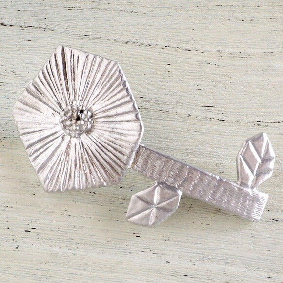 [2 colors] February (with lid) Eggplant flower barrette 18 gold or rhodium plating [FT-FSB-004] 