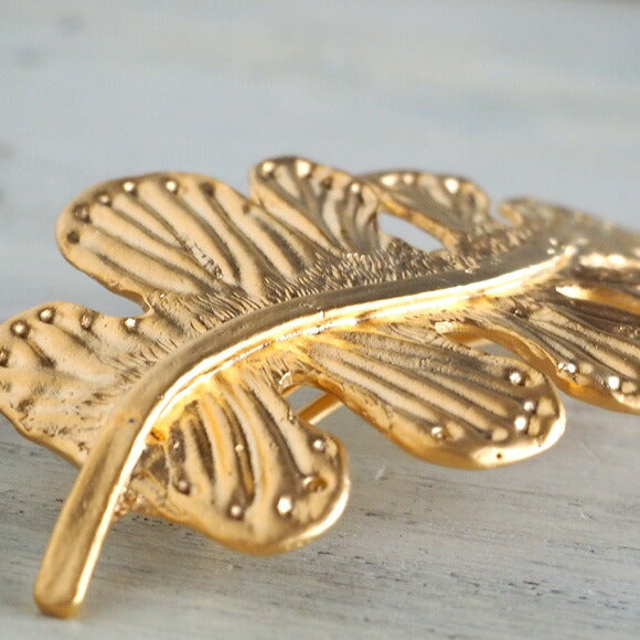 [2 colors] February (with lid) Southern leaf barrette 18 gold plated or rhodium plated [FT-FSB-005] 