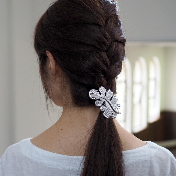 [2 colors] February (with lid) Southern leaf barrette 18 gold plated or rhodium plated [FT-FSB-005] 